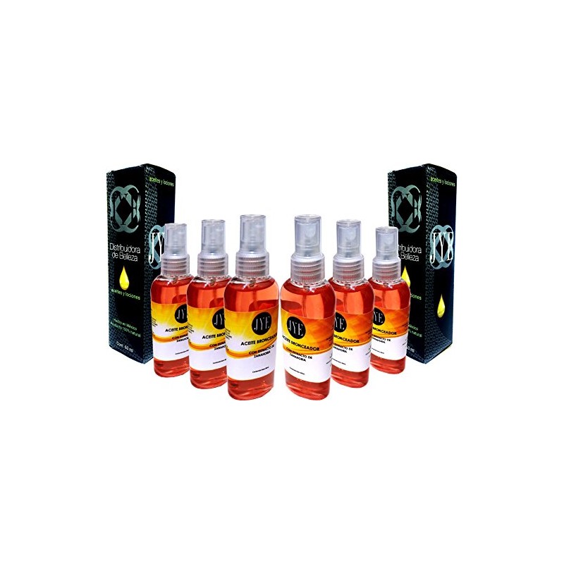 JYE Set de 6 Botellas de Aceite Bronceador con Extracto