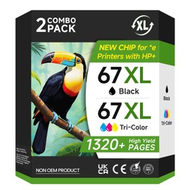 Onorigi 67XL Ink Cartridges Black/Color Combo Pack Compatible for HP Ink 67 67XL Printer Ink for DeskJet 4227e 2855e 2827e 2755e 2700e 2800e 4155e 4255e 2734e 4100 for Envy 6055e 6400 6455e(2 Pack)