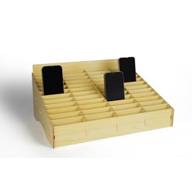 HengTianMei 48-Grid Cell Phone Storage for Classroom, Wooden Cell Phone Holder Desktop Organizer Storage Box for School Office