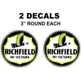 2 Richfield Hi Octane Gasoline Decals -  Great For Gas Oil Cans and More