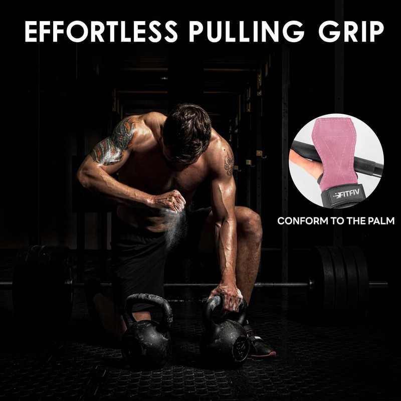 FITFIV Weight Lifting Wrist Strap, Double Leather Weightlifting Wrist Straps