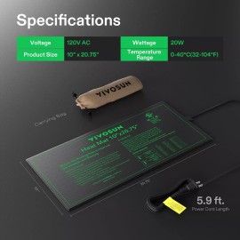 VIVOSUN Durable Waterproof Seedling Heat Mat UL & MET-Certified, - 2 Pack, Small (10" x 20.75")