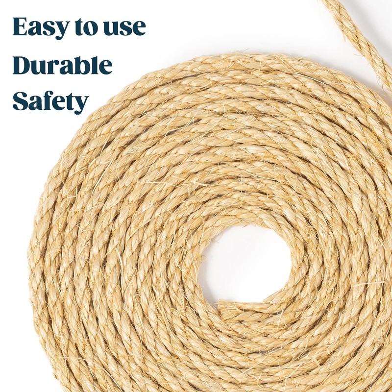 Natural Sisal Rope for Cat Scratcher 1/4 Inch by 100