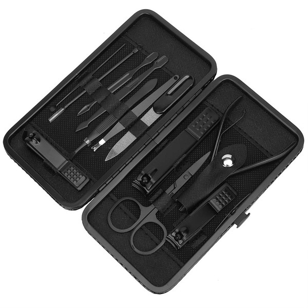 Longzhuo Manicure Sets 12 Pcs/Set Stainless Steel Manicure Pedicure Nail Clippers Set Nail Care Kit for Men Women