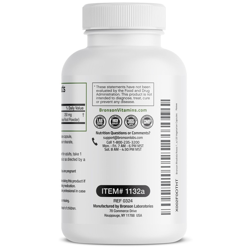 Bronson Rhodiola Rosea Vegetarian Capsules - Adaptogenic Herb - Brain,