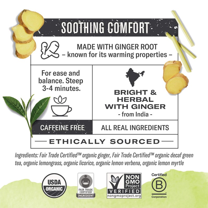 Numi Organic Ginger Lemon Decaf Tea, 48 Green Tea Bags