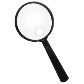 Feosky Handheld Reading Magnifier, 10X Magnifier, 75mm Shatterproof Lens, Adults Close Work Non-Slip Handle for Seniors Reading and Nature Exploration(Black)