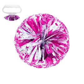 ZYBenda 3 Pack Cheerleading Pom Poms Metallic Foil Plastic Pom Poms for Team Sports Dance Games Spirit Cheering (Silver and Pink)