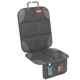 SMART ELF Car Seat Protector for Child Car Seat - Waterproof 600D Fabric Baby Seat Protectors for Non-Slip Backing Mesh Pockets for Baby and Pet, Easy Storage and Clean [1 Pack] Dark Gray