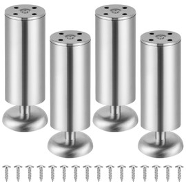 Vortix Set of 4 Stainless Steel Furniture Feet (250 kg Load Capacity), Adjustable Furniture Feet - As Cabinet Feet, Sofa Feet, Bathroom Furniture Feet, Bed Feet & Table Feet (15 cm Metal Colours)