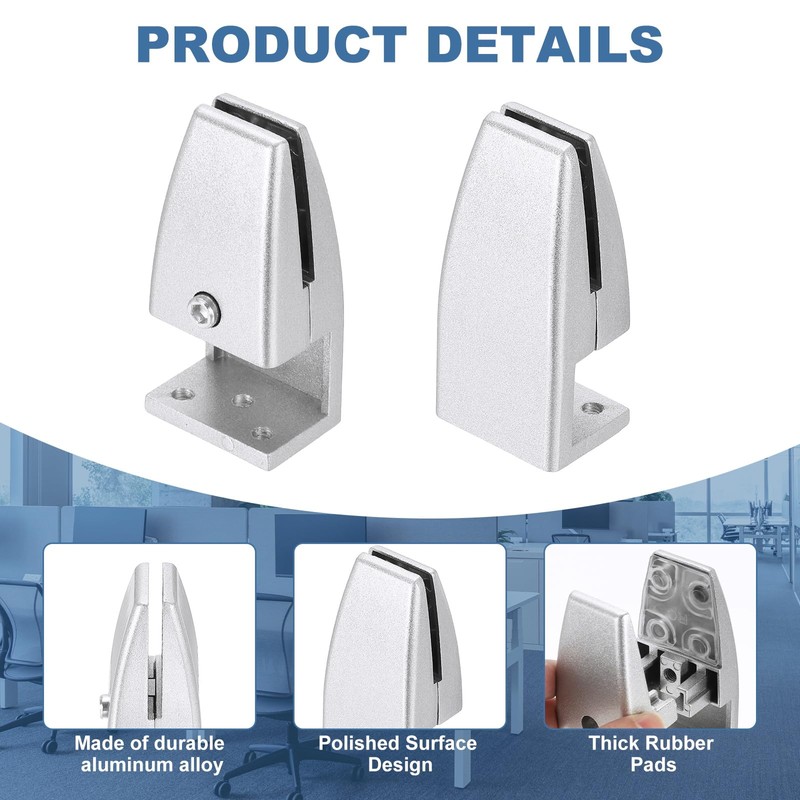 PATIKIL 1.7x1.3x3.6" Desk Divider Support Clamp, 4 Pcs Aluminum Desk