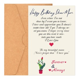 Mom Birthday Card, Unique Happy Birthday Cards with Envelope Beautiful Mother’s Day and Birthday Greeting for Mom, Perfect Birthday Gifts for Mother from Daughter or Son