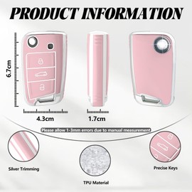 TOOMUME Key Cover, Car Key Case Suitable for VW Volkswagen Golf 7 MK7 Polo Jetta Tiguan Seat Leon Fabia Ibiza Skoda Fabia Octavia Superb, Key Cover Protection Key Shell – Flip Key