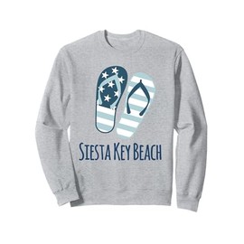 Siesta Key Blue Stripes Nautical Coastal Beach Flip Flops Sweatshirt