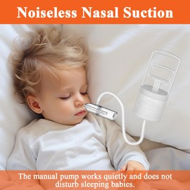 1 x Nasal Aspirator Baby White Portable Hand Powered Nose Sucker, Nasal Aspirator, Nasal Aspirator, Adult Nasal Aspirator, Negative Pressure Principle Suitable for Babies, Children and Adults with 1