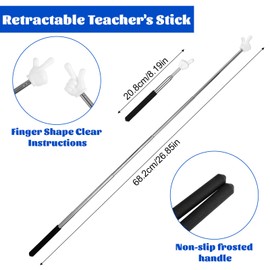 2 Pcs Telescopic Teachers Pointer, Extendable Hand Pointer Stick, Mini Retractable Classroom Pointers for Teachers Presenters and Educators (Black)