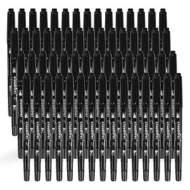 cloudriver Ultra Fine Permanent Markers, 60 Bulk Pack Twin Tip Black Permanent Marker Set, Waterproof and Quick Drying