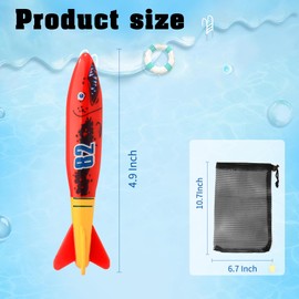 Diving Torpedo Pool Toys, 8 Pack Underwater Diving Toys for Kids Age 4-12, Colorful Pools Torpedoes for Kids Adults, Shark Torpedo Dive Toy Summer Gifts for Swimming Dive Training Water Pools Game