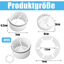 Pack of 3 Drain Strainer Shower, Hair Strainer for Shower Replacement, Shower Drain Siphon Hair Filter Strainer Insert, Ideal for Bathtub and Sink