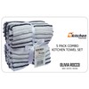 Olivia Rocco 5 Pack Striped Kitchen Tea Towels Cotton Super