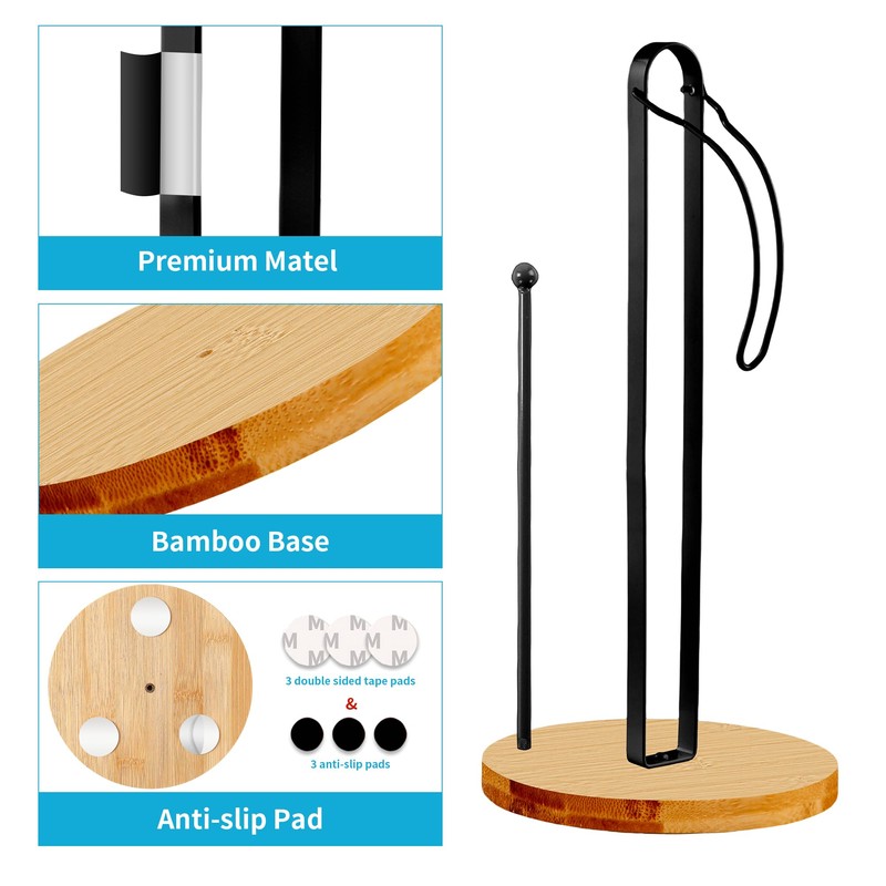 Wood Paper Towel Holder Countertop, TONLEA Kitchen Paper Towel Holder