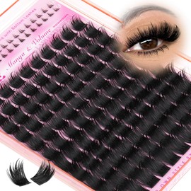 JIMIRE Volume Lash Clusters Wispy Individual Eyelashes Russian Lashes Individual Cluster 12-18MM D Curly Fluffy Cluster Lashes with Bottom Lashes 150Pcs DIY Lash Extensions at Home