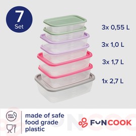 PROFUN Fusion Meal Prep Food Storage Containers with Lid, Freezer Containers, Plastic Containers for Food Storage, Set of 7