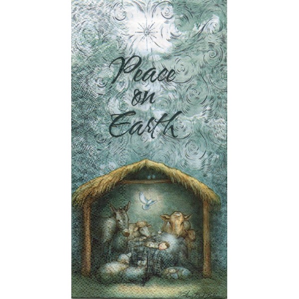 PEACE NATIVITY Two Individual Hostess Guest size 3-Ply Paper Decoupage