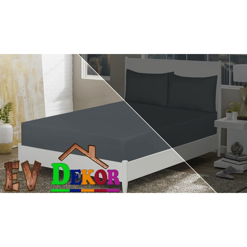 EV DEKOR®MF0001 Fitted Sheet Super King, Charcoal - Deep Pocket