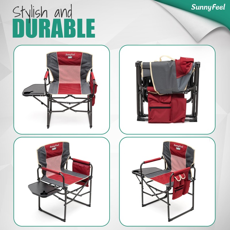 SUNNYFEEL Camping Directors Chair, Heavy Duty,Oversized Portable Folding Chair with