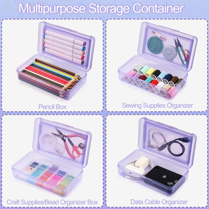 Double Layer Large Capacity Pencil Case, Translucent Plastic Hard Pencil