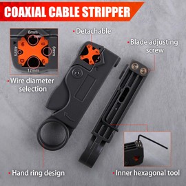 GOLD DEER Coax Crimping Tool F Type Connector Compression Tool Set Coax Cable Crimper Tool Kit for RG6 RG-59 RG-58 with 20Pcs RG6 Coaxial Cable Connectors and a Adjustable Rotary Coaxial Cable Cutter