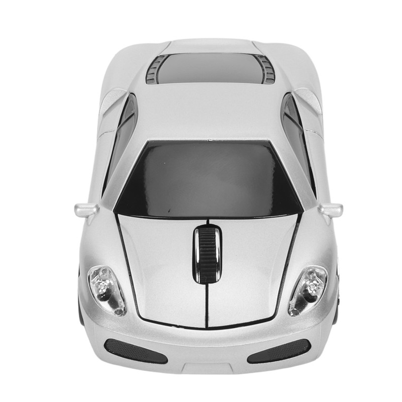 Wireless Mouse Silver Sports Car Style 2.4GHz USB Receiver 1600DPI