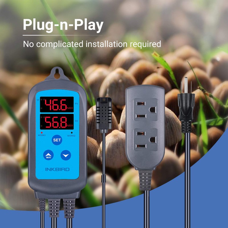 Inkbird Digital Wi-Fi Humidity Controller IHC-200 Dual Outlet Pre-Wired Humidistat
