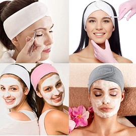 Diadema de maquillaje facial ajustable elástica para yoga, para lavar la cara, el baño, aplicaciones de máscara, 3 piezas (negro, blanco, rosa)