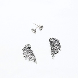 TseenYi Rhinestone Wing Ear Jackets Earrings Silver Wing Studs Earrings Personlize Front Back Earrings Jewelry for Women and Girls