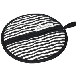 DEAN & DELUCA Pot Holder, Black, Pot Holder, Mittens, Round, Simple, Approx. 7.1 inches (18 cm) Diameter