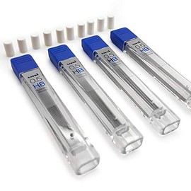 Uni Ball Kuru Toga Druckbleistift-Minen, 0,5 mm HB, 48 Minen (4 Boxen mit 12 Stück) + 10 Ersatz-Radierer