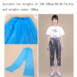DeaHea 4 Pack Disposable Rain Pants Raincoat Unisex Adult Waterproof Long Tube Rain Pant with Shoe Cover Thickened Plastic Foot Wrapped Rainpants Outdoor Activities Travel Cycling