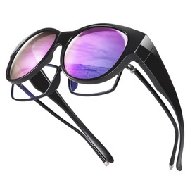 Br’Guras Oversized Polarized Fit over Sunglasses Over Glasses for Men and Women (Black, Blue)