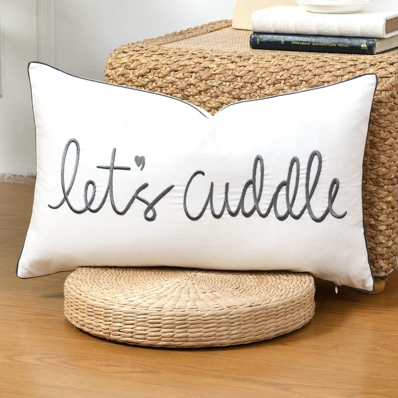 Sanmetex Decorative Lumbar Pillow Covers 14x24 Inches, Embroidery Soft Rectangluar