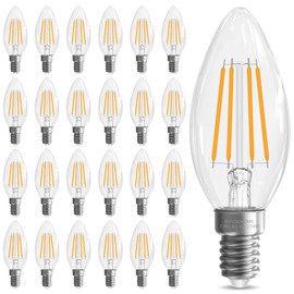 GvvooHome Candelabra Light Bulbs 40 watt, E12 LED Bulb Non-Dimmable Chandelier Light Bulbs, B10 Candle Light Bulbs 2700K Soft White, 90+CRI, 400LM, Cear Glass, 24 Pack