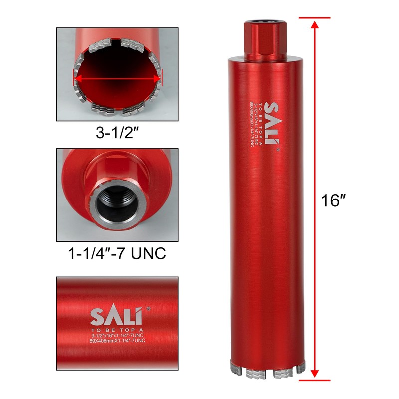 SALI Wet Diamond Core Drill Bits 3-1/2" (92mm) Diameter, 15"