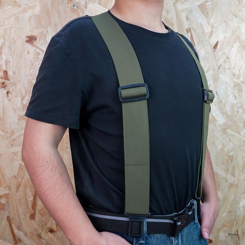 KUNN Men's Perry 1.5 inch Wide Suspender,Elastic Hook End Adjustable