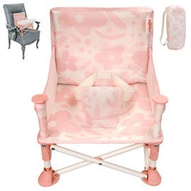 Tiny Marvels Portable 3-in-1 Baby Booster Seat, Cozy Floor Seat, Feeding Seat with Tray, Compact Foldable Toddler Booster with Child Safety Belt Carry Bag, Perfect for Travel (Blush Bloom)