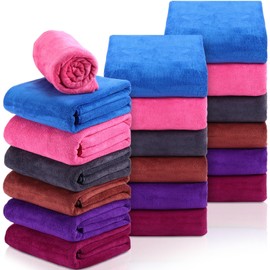 Newwiee 18 Pack 28 x 55 Inch Microfiber Bath Towel Oversized, Soft Absorbent and Fast Drying, No Fading Multipurpose Use for Sports, Travel, Fitness, Yoga