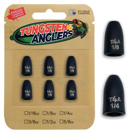 Tungsten 4 Anglers – 97% Pure Tungsten Worm Weight | Worm Sinkers for Punching Through Heavy Cover | 1/8oz.-1/4oz. with Black or Pumpkin – 4-6-Pack/Bag (1/8oz. 12Pc. Black)