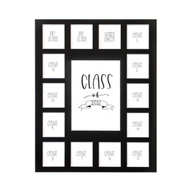 Rustic Red Door Co. Class of 2032 Photo Mat (11" x 14") Photo Collage Picture Frames Mat for School Pictures - No Frame Black Photo Mat from Pre - K to Graduation (15 Photos)