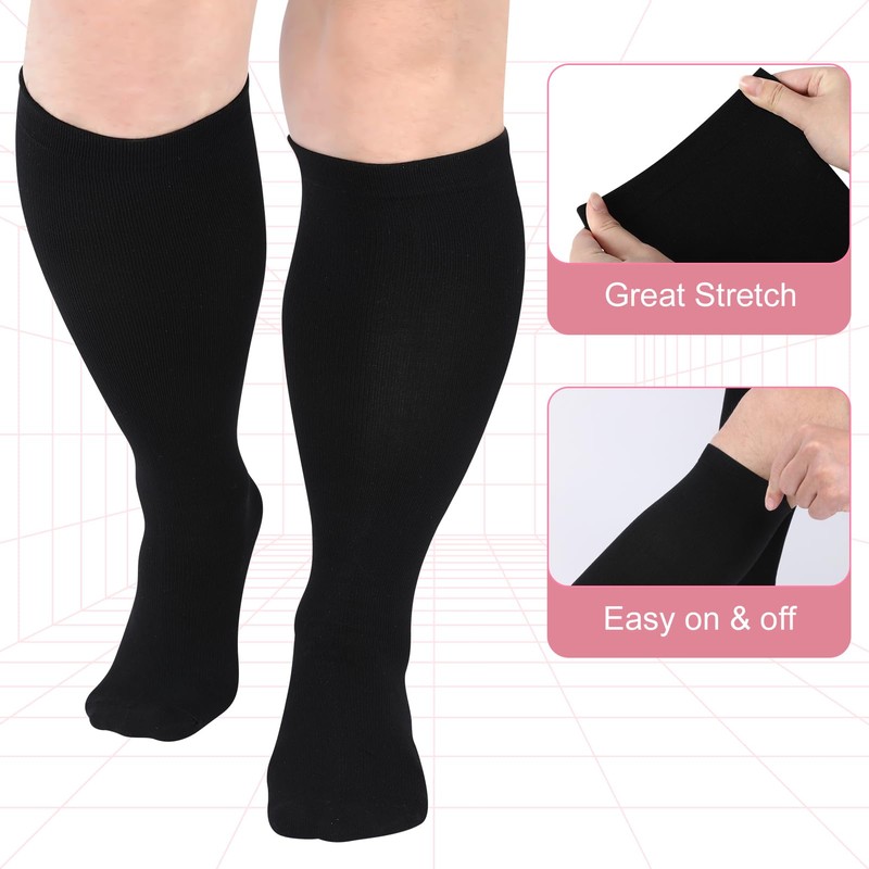 Utensilsto 3 Pairs Compression Socks for Women, Large Flight Socks