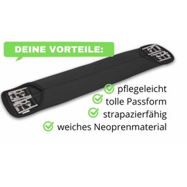 Amesbichler AMKA Neoprene Short Saddle Girth Dressage Girth Black | Belly Strap for Horses Saddle